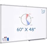 White Board Dry Erase 60x48, Large Magnetic Whiteboard Maxtek Dry Erase Boards for Wall, Aluminum Presentation Wall-Mounted Marker Board with a Long Pen Tray for School, Classroom, Office & Home