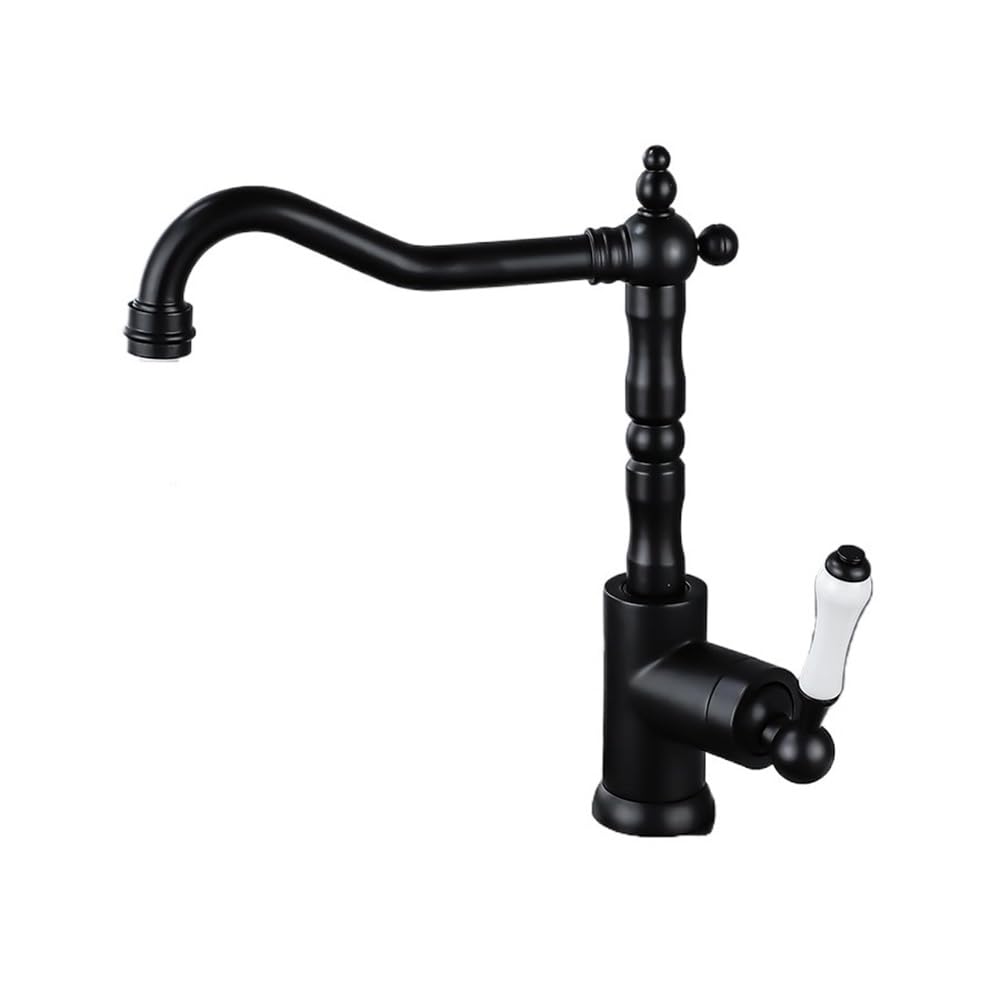 Blyqxs Black Kitchen Faucet Antique European Kitchen Faucet Cold And Hot 360 Degree Rotating Faucet Single Handle Basin Faucet 9161(Black)