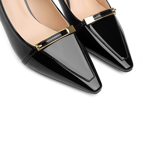 COLETER Women's Kitten Heels Pointed Toe Low Heel Pumps Comfortable Office Wedding Dress Shoes4