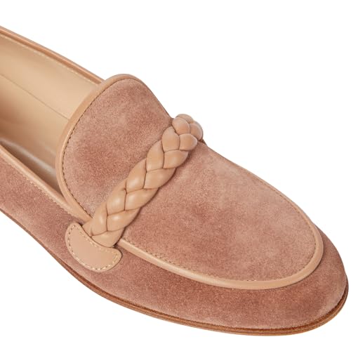 Image of MOOMMO Women Comfortable Suede Loafer Flats Round Closed Toe Slip On Penny Loafers Knitted Strap Oxford Loafer Shoes for Office Ladies Work Daily Casual Club Driver Flats Spring Elegant 4-11 M US
