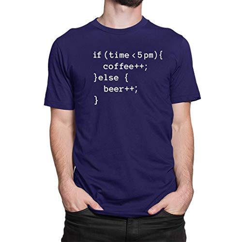 Image of DUDEME 5 Pm Coffee or Beer T-Shirt, 100% Cotton T-Shirts for Programmer, Coding, Developer, Software Mens, Round Neck T Shirts for Women, Half Sleeve Tshirt for Men