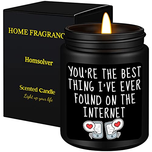Homsolver Men Gifts Anniversary Valentines Day Birthday Gifts for Him Boyfriend Best Thing I Found on The Internet Candles-Black Cedar & Sandwood Scented