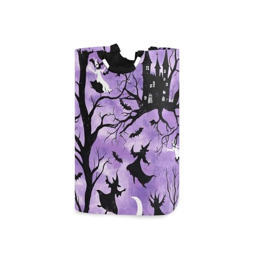 Jihqo Laundry Hamper Basket Halloween Witch Collapsible Nursery Storage Bin Waterproof Clothing Baskets for Home Bedroom Bathroom Washing Room