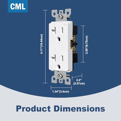 Image of CML 50 Pack 20 Amp Receptacle Outlet with Tamper Resistant (TR), UL Listed | Decorator Standard Electrical Outlets, 20A /125V, 2-Pole 3-Wire, for Home, Commercial and Electricians Use, Matte White