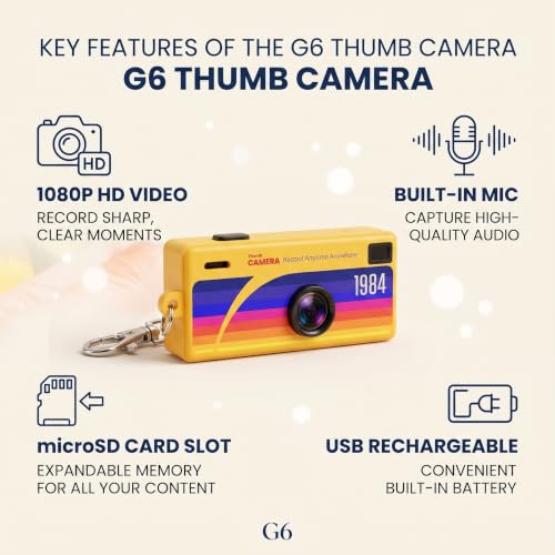 Image of Questsole Mini Keychain Digital Camera for Vlogging - 1080P HD Thumb Camera Video Recorder, Retro Bag Charm Digicam with Flashlight, Lightweight 26g Pocket Camera for Students, Travel, Reels - Black