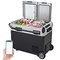 IDEALHOUSE Car Refrigerator, 53QT Dual Zone Electric Cooler with 12V DC and 24V DC for Car or Truck, Portable Freezer with 110-240V AC for Home Use, -7.6? to 50?, WIFI APP Control, Usable Battery…