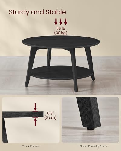 Round Coffee Table with Storage for Living Room, Easy to Assemble - Charcoal Gray - 31.5 x 17.7 Inches