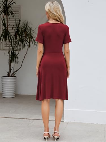 Image of Naggoo Womens Summer Dresses for Women 2026 Spring Floral Sundress Short Sleeve V Neck Wrap Dress with Pockets