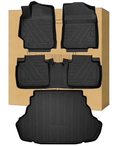 Aiqiying Floor MatsCargo Liners Compatible with Toyota Camry 2012-2017 ModelssAll Weather Waterproof Durable Custom-Fit Trunk Tray Front Rear Rows Full Set Carpet Protection TPE Accessories