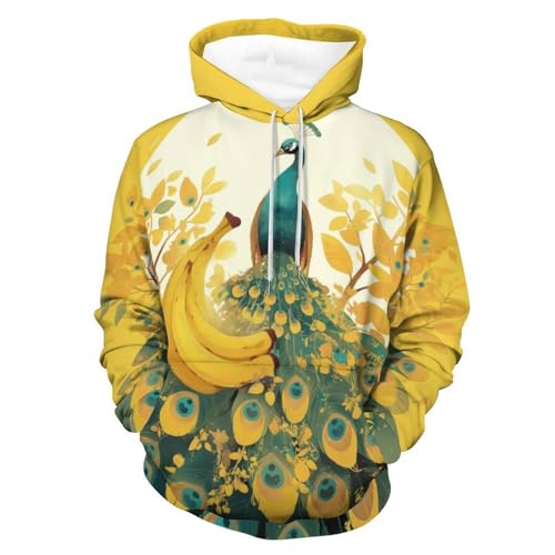Sweatshirt Banane Jaune Paon hoodie manches longues pullover homme femme S