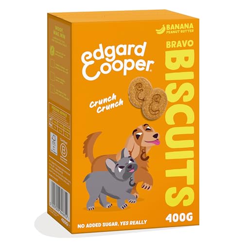 Edgard & Cooper Snack per cani, Bravo Biscotti, (Banana, 1 x 400g Bag), Snack con cereali di origine vegetale, a base di frutta, perfetti per l'allenamento, 7 x 400g
