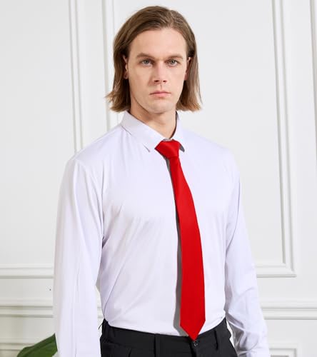 Image of KOOELLE Men's Ties Solid Pure Color Plain Neckties Formal Black Ties For Men