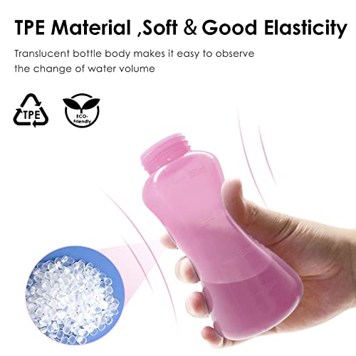 RUFCRIL Mini-Peri-Flasche, 350 ml, tragbares Reisebidet mit extra Ring, TPE-Material für hohe Temperaturbeständigkeit, unverzichtbar für die postpartale Perinealpflege, Hämorrhoidenbehandlung, Rosa