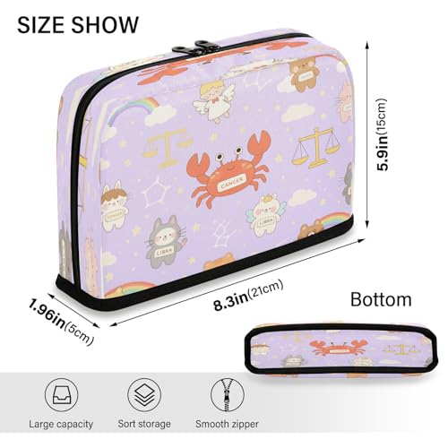 miaozhen Federmäppchen mit großem Fassungsvermögen, Make-up-Tasche, Mehrzweck-Schreibwaren, Federmäppchen für Lehrer, Schule, Tiere, Krabbe, Kaninchen, Waage, Flieder, Cartuchera para lapices