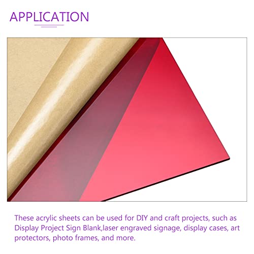Image of DMiotech 12 inch x 12 inch 3mm Thick Plastic Acrylic Board Acrylic Sheet PMMA Acrylic Board for Craft DIY Display Project Sign Blank Red Clear