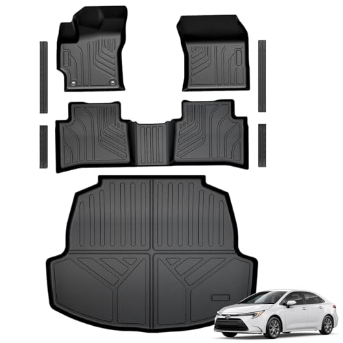 GALVAGNITE Floor Mats for Toyota Corolla 2020-2026 All Weather Floor Mats Trunk Cargo Liner and Door Sill Guards Accessories Full Coverage Set (Fit Sedan Models)