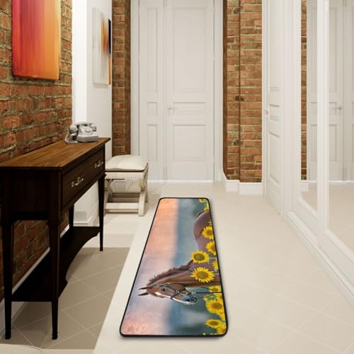 Tapete Pasillo Cocina Floral Antideslizante 72X24in miniatura 5