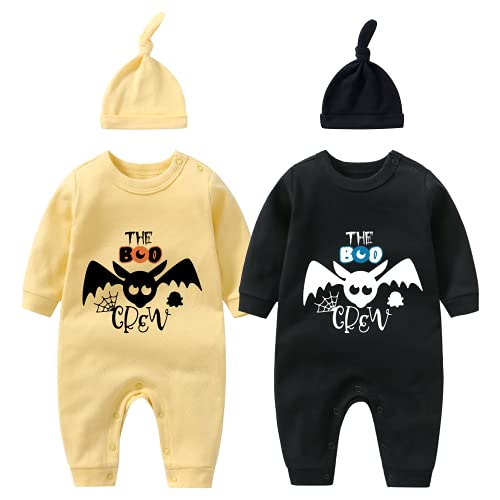 YSCULBUTOL Baby Twins Bodysuits Boo Outfit Halloween Shirts Unisex Cute Twins Matching Halloween Clothes