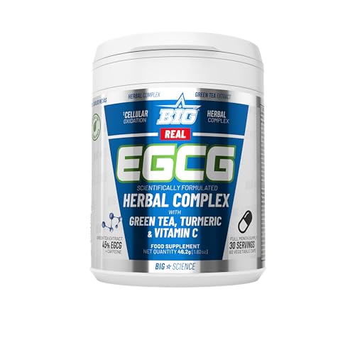 BIG - Real EGCG - Extracto de Té Verde para Adelgazar - Cápsulas de Green Tea Naturales - Alta Concentración de EGCG - Antioxidante y Quema Grasa - Materia Prima Premium - Vegano, Alta Pureza (60 Cáp)