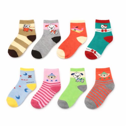 Image of Kids Socks Set, Colorful Designs, Striped Patterns, Cotton Blend, 5 pairs, mix design (1-11 years)
