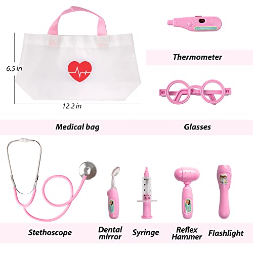 image for Phobby Kids Doctor Kit, 8 Pieces Kids Doctor Playset with Medical Stor