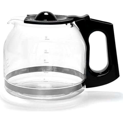 12-Cup Replacement Glass Coffee Carafe Compatible with Black and Decker Coffee maker Model CM0915BKD, Black Handle with Extra Lid, Product Height: 5.9 inch. Cover