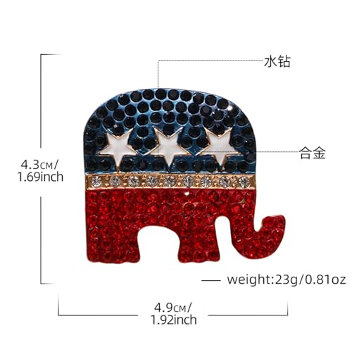 Image of Rhinestone USA Flag Brooch Pin for Women Men Shiny Crystal 4th of July American Patriotic Medal Brooches Dress Accessories Independence Presidential Election Day