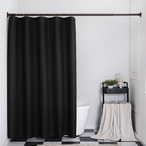 Black Bathroom Shower Curtains 96 Inches Long Waffle Waterproof Shower Curtains Farmhouse Modern Rectangle Textured Bathroom Shower Curtains With Hooks Decorative Shower Room 72" W X 96" L #TOP1
