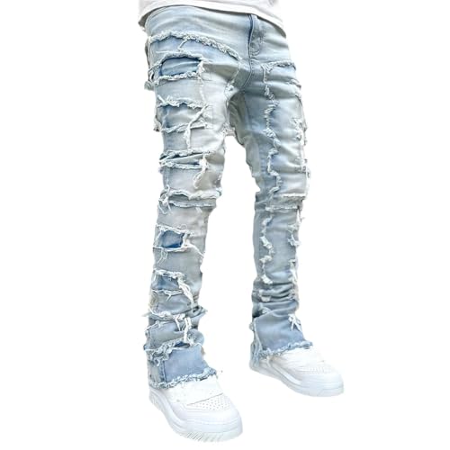 Stacked Jeans Men Skinny Ripped Jeans Slim Fit Patchwork Denim Pants Y2K Goth Harajuku Emo Hip Hop Jeans Trouser4