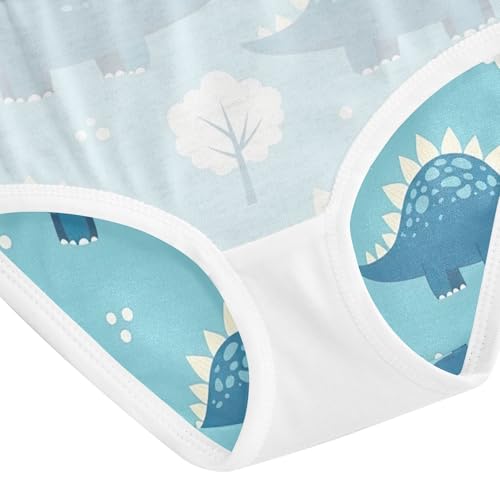 Girls Panties, Cute Blue Cartoon Dinosaurs Toddler Panties, Cotton Girls Underwear, 2T–8 Years4