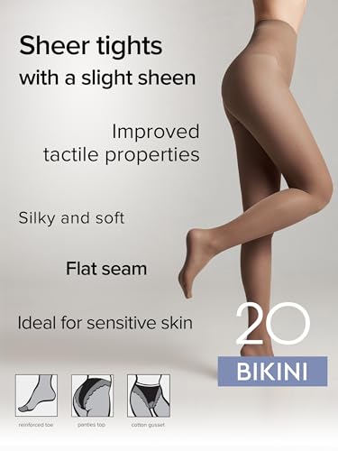 Image of Conte French Cut Sheer Pantyhose Tights with Lace Top Panties Bikini 20 Den