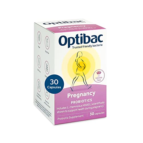 Optibac Probiotics Pregnancy - Vegan Probiotic for Pregnant & Breastfeeding Women to Support Gut, Immune & Vaginal Health, 12 Billion CFU & Prebiotic - 30 Capsules