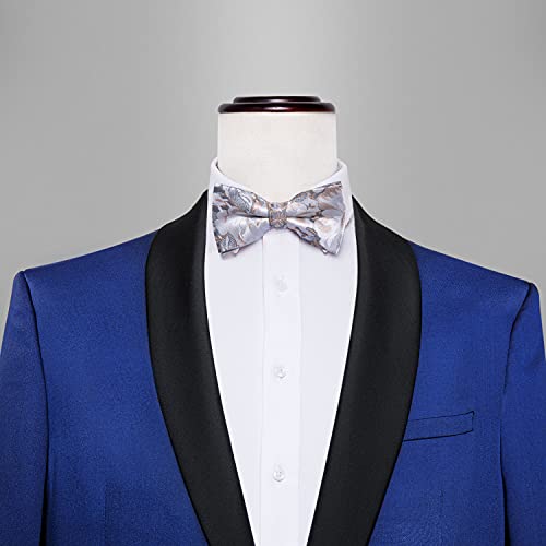 Image of YOHOWA Mens Bow Tie Set Paisley Pre-tied Bowties Adjustable with Handkerchief Cufflinks Gold Ring Set Wedding Prom Party