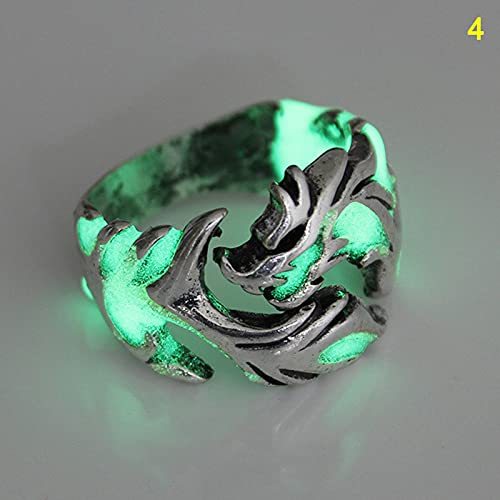 Eishi Luminous Dragon Ring for Men and Women Glow in The Dark Rings Gothic Punk Rings Anniversary Party Jewelry Gifts