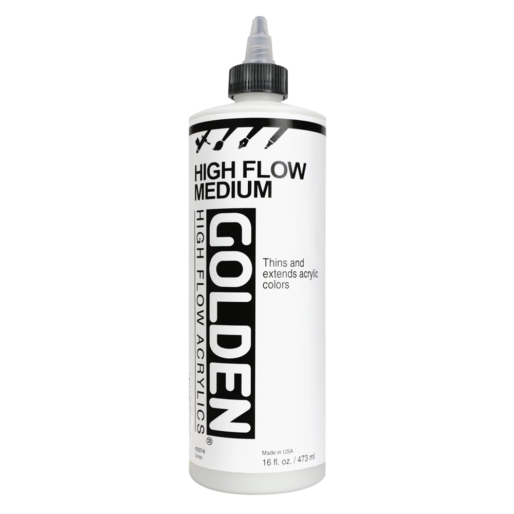 High Flow Medium by GOLDEN, 16 fl. oz. Bottle, Professional Acrylic Medium, Transparent