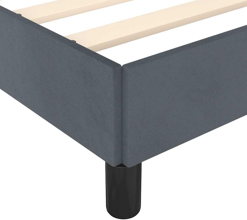Dark Grey Velvet Bed Frame Full Size Platform Bed Frame with Sturdy Slatted Foundation Durable Heavy-Duty Mattress Support No-Box-Spring-Needed Modern Minimalist Bedroom Furniture