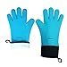 Produktbild Hitzebeständig Ofenhandschuhe - Silikon Grillhandschuhe BBQ Handschuhe zum Kochen, Backen, Grillen, Barbecue durch Double Elite, blau, 2er Set