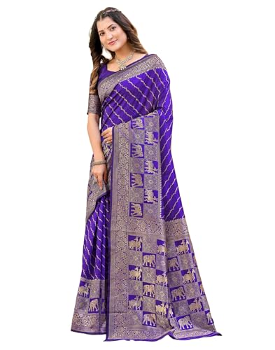 Image of SIRIL Women's Banarasi Silk Saree Pure Silk Saree With Unstitched Blouse Piece