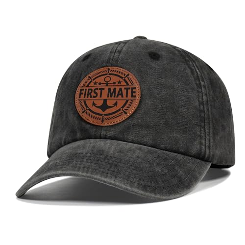 Image of Captain and First Mate Hat for Men Women, Cool Gifts for Boat Owners or Costume, White /Blue