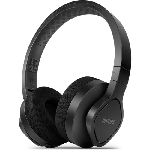 Philips Audio A4216BK/00 Casque Sport Bluetooth sans Fil (35 Heures d'Auxtonomie, Protection Ip55, Coques Aérées, Coussinets Lavables) Noir