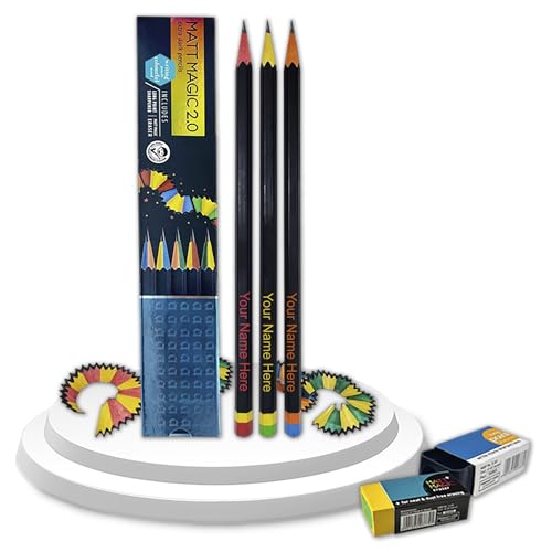 Image of SAVRI Personalized Dark Pencil Pack of 20 (200 Pcs) - Customized Name Engraving, Gift for Kids Birthday, Return Gifts, Teachers Day, Ideal Gift for Artist, Art Lover, Best Gift for Teachers
