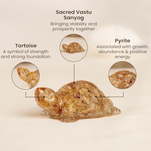 Image of Astrotalk Citrine Tortoise (Kachhua) 2.7x1 Inch | Resin Turtle for Wealth & Prosperity | Tortoise for Good Luck for Home | Vastu Items for Housewarming Gift | Home Decor for Living Room