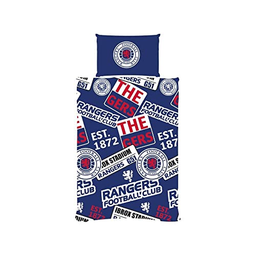 Rangers Single Duvet Football Club Patch Bedding Cover Set, Blue, 135 x 200 cm