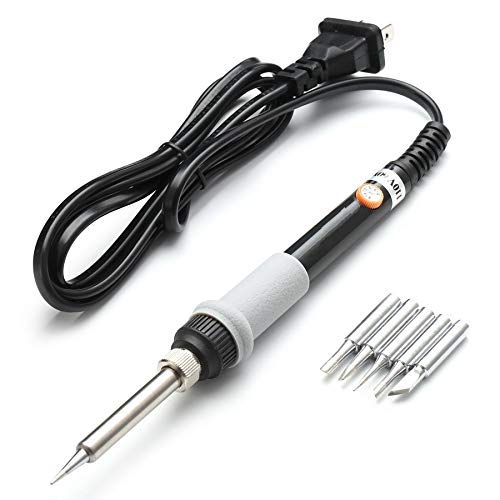 Soldering MUSTOOL MT223 60W Adjustable Temperature Electric Soldering Iron Welding Rework Repair Tool with 5pcs Solder Tips - (Color: US)