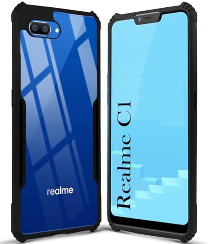 Image of Jkobi Back Cover Case for Realme C1 (Shockproof with Polycarbonate Clear Panel | Professional Black)