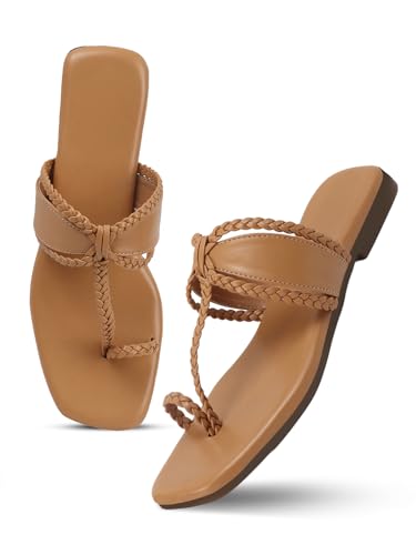 Image of SilverArrow Women's Glintique Fashion Sandals|Braid Strap Style Open Back Flats |Casual Wear
