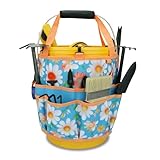 KUNN 5 Gallon Bucket Organizer 18-Pocket Tool Bag with Hangable Handle | Heavy-Duty Garden Caddy & Bucket Accessory for Gardening Tools​, Orange