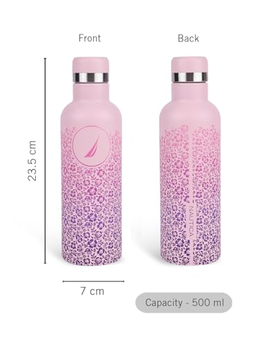 Image of NAUTICA Premium Leak-Proof Insulated Water Bottle - 1pc (Yacht)| 500ml | Stainless Steel Flask with 24 Hours Temperature Retention | Ideal for Travel, Gym, Office Use Oreo Printed-Pink /Purple
