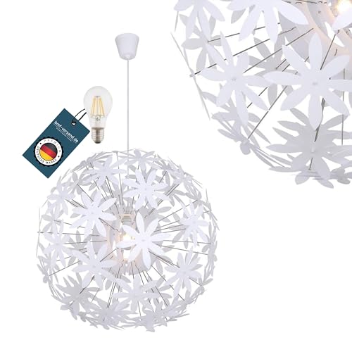 bmf-versand® - Hängeleuchte modern mit Weißen Kunststoffblüten –...