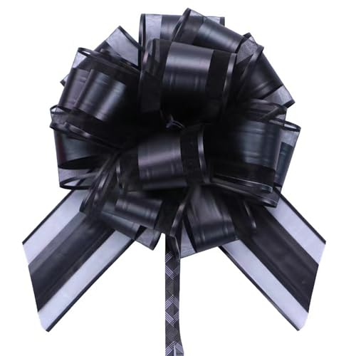 6 PCS Pull Bows for Gifts Wrapping - 6 Inch Black Gift for Presents Party Birthday Holiday Boxes Basket Packaging Valentines Day Flower Decorations